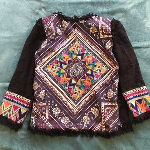 Billabong embroidered boho blazer
